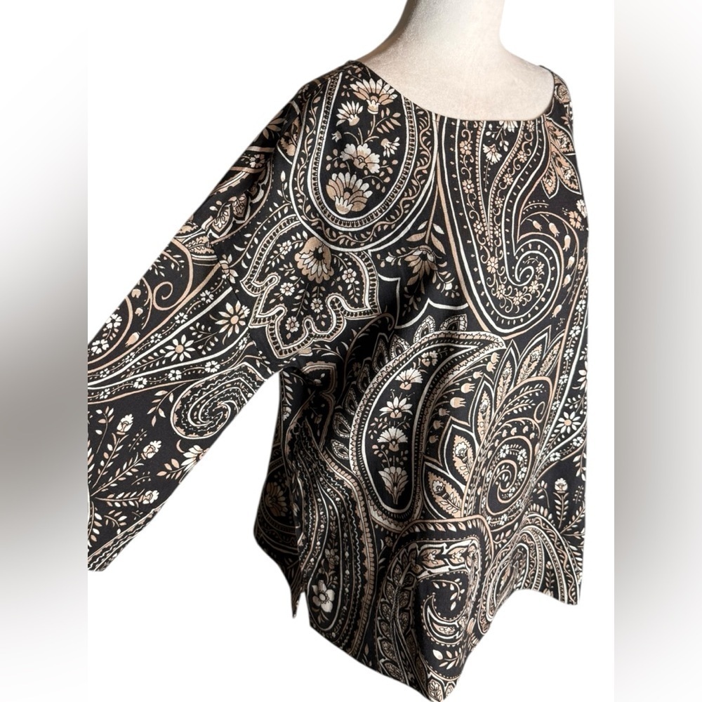 Soft Surroundings Black and Cream Paisley Blouse - Picture 9 of 16